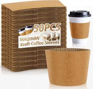 MAQIHAN 50PCS Coffee Cup Sleeves - Coffee Sleeve Disposable for Hot Drinks MAQIHAN 50PCS Coffee Cup Sleeves - Coffee Sleeve Disposable for Hot Drinks