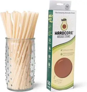 Eco Friendly Straws - 100% Biodegradable & Compostable, Made From Avocado Pits - 50 Count Eco Friendly Straws - 100% Biodegradable & Compostable, Made From Avocado Pits - 50 Count