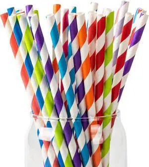 PakTalk 100 Pack Striped Paper Straws PakTalk 100 Pack Striped Paper Straws