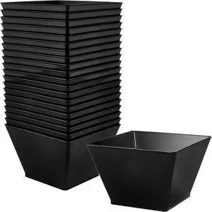 Lillian Tablesettings Black Plastic Square Bowls, 8 oz Small Disposable Serving Bowls for Appetizers, Desserts & Dips, Heavyweight BPA-Free, 20 Count (3.5 x 3.5 in) Lillian Tablesettings Black Plastic Square Bowls, 8 oz Small Disposable Serving Bowls for Appetizers, Desserts & Dips, Heavyweight BPA-Free, 20 Count (3.5 x 3.5 in)