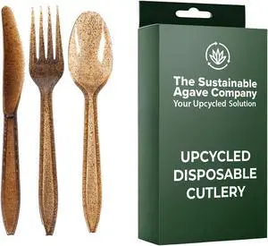 Sustainable Agave Co - Agave Fiber Cutlery - 12 Sets / 36 Pieces - Plant-Based, Made With Upcycled Materials - Bulk Brown Forks, Knives & Spoons Variety Pack Sustainable Agave Co - Agave Fiber Cutlery - 12 Sets / 36 Pieces - Plant-Based, Made With Upcycled Materials - Bulk Brown Forks, Knives & Spoons Variety Pack