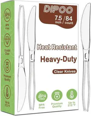 Dipoo 7.5" Clear Plastic Knives Heavy Duty, 84 Count Dipoo 7.5" Clear Plastic Knives Heavy Duty, 84 Count