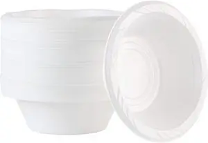 100 Count Disposable 5 ounce White Plastic Dessert Bowls 100 Count Disposable 5 ounce White Plastic Dessert Bowls