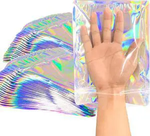 Holographic Bags 50pcs Mylar Bags 7x9 inches Resealable Bag with Party Favor Bag Coffee Storage for Small Business Holographic Bags 50pcs Mylar Bags 7x9 inches Resealable Bag with Party Favor Bag Coffee Storage for Small Business
