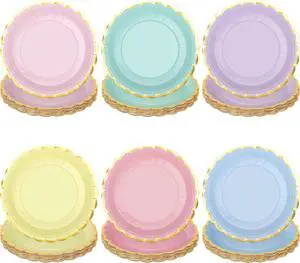 peony man 24 Pcs Pastel Scalloped Paper Plates Disposable Macaron Party Plates 9 Inch Gold Edge Colorful Dinner Plate Pastel Rainbow Dessert Plate for Wedding Birthday Baby Shower Party Supplies peony man 24 Pcs Pastel Scalloped Paper Plates Disposable Macaron Party Plates 9 Inch Gold Edge Colorful Dinner Plate Pastel Rainbow Dessert Plate for Wedding Birthday Baby Shower Party Supplies