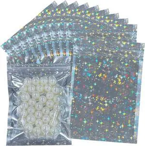 100pcs Holographic Bags 4x6 inch, Star Pattern Mylar Sample Pouch Zip Foil Baggies For Packaging Candy Jewelry Lash Lip Gloss 100pcs Holographic Bags 4x6 inch, Star Pattern Mylar Sample Pouch Zip Foil Baggies For Packaging Candy Jewelry Lash Lip Gloss