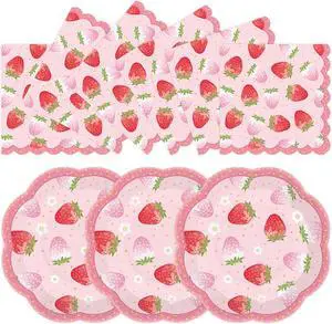 50pcs Strawberry Paper Plates and Napkins Party Decorations, 7 inch Disposable Berry Birthday Dessert Plates and Napkins Fruit Themed Tableware Set Supplies for Summer Sweet One Baby Shower Berry 1st 50pcs Strawberry Paper Plates and Napkins Party Decorations, 7 inch Disposable Berry Birthday Dessert Plates and Napkins Fruit Themed Tableware Set Supplies for Summer Sweet One Baby Shower Berry 1st