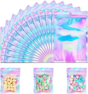ANZNKU 150 Pcs 3×4 In Holographic Mylar Bags Resealable with Clear Window ANZNKU 150 Pcs 3×4 In Holographic Mylar Bags Resealable with Clear Window