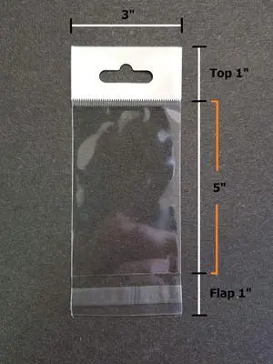 UNIQUEPACKING 100 Pcs 3x5 Inch Clear Cello Bags, Resealable w/Hanging Header - Hang TOP UNIQUEPACKING 100 Pcs 3x5 Inch Clear Cello Bags, Resealable w/Hanging Header - Hang TOP