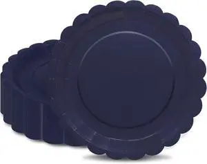 40Pcs Navy Blue Paper Plates 7 Inch Disposable Scalloped Dessert Platter for 4th of July Independence Day 40Pcs Navy Blue Paper Plates 7 Inch Disposable Scalloped Dessert Platter for 4th of July Independence Day