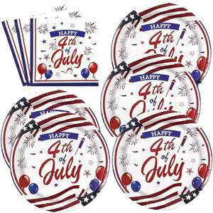 50PCS 4th of July Paper Plates and Napkins - American Flag Dessert Plates and Napkins Disposable Patriotic Theme Tableware Set for Independence Day Memorial Day Party Supplies Decorations 50PCS 4th of July Paper Plates and Napkins - American Flag Dessert Plates and Napkins Disposable Patriotic Theme Tableware Set for Independence Day Memorial Day Party Supplies Decorations