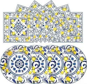 50 Pcs Lemon Plates and Napkins Set, 7 Inch Blue Tiles Yellow Lemon Paper Plates Napkins Disposable Tableware Supplies for Summer Picnic Baby Shower Lemon Birthday Party Decorations 50 Pcs Lemon Plates and Napkins Set, 7 Inch Blue Tiles Yellow Lemon Paper Plates Napkins Disposable Tableware Supplies for Summer Picnic Baby Shower Lemon Birthday Party Decorations