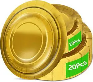 40Pcs Disposable Paper Plates Gold,Including 20pcs 9" and 20pcs 7" Plates,Strong and Sturdy Disposable Plates for Party, Dinner, Holiday, Picnic,Birthday Party, Dinner Table, Wedding 40Pcs Disposable Paper Plates Gold,Including 20pcs 9" and 20pcs 7" Plates,Strong and Sturdy Disposable Plates for Party, Dinner, Holiday, Picnic,Birthday Party, Dinner Table, Wedding