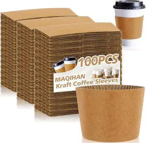 MAQIHAN 100PCS Coffee Cup Sleeves - Coffee Sleeve Disposable for Hot Drinks MAQIHAN 100PCS Coffee Cup Sleeves - Coffee Sleeve Disposable for Hot Drinks