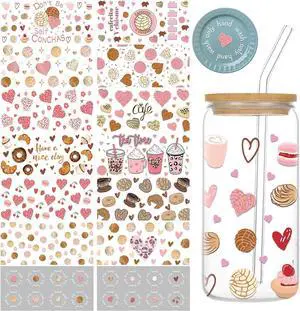 Coffee UV DTF Cup Wrap - 12 Cafecito Y Chisme UV DTF Cup Wraps Transfer Stickers for 16 oz Glass, Waterproof Puerquito Coffee Pink Love Decals with UV DTF Cup Wrap for Lid Top or Bottom Coffee UV DTF Cup Wrap - 12 Cafecito Y Chisme UV DTF Cup Wraps Transfer Stickers for 16 oz Glass, Waterproof Puerquito Coffee Pink Love Decals with UV DTF Cup Wrap for Lid Top or Bottom
