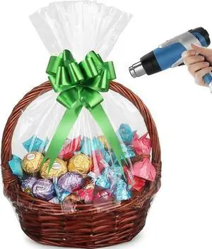 AOUKAR Shrink Wrap Bags for Gift Baskets 36Pcs 14x18 Inches Chear PVC Heat Shrink Bags Cellophane Wrap for Packaging Large Bags for Easter, Holiday, Birthday, and Any Occasion AOUKAR Shrink Wrap Bags for Gift Baskets 36Pcs 14x18 Inches Chear PVC Heat Shrink Bags Cellophane Wrap for Packaging Large Bags for Easter, Holiday, Birthday, and Any Occasion