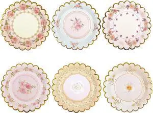 48 PCS Vintage Floral Paper Plates 7 inch, Scalloped Flower Tea Party Plates Disposable Cake Dessert Plate for Birthday Bridal Shower Baby Shower Wedding Party Decorations (Floral) 48 PCS Vintage Floral Paper Plates 7 inch, Scalloped Flower Tea Party Plates Disposable Cake Dessert Plate for Birthday Bridal Shower Baby Shower Wedding Party Decorations (Floral)