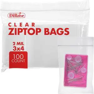 Zip Bags Clear Plastic With Zipper Seal - By DiRose | Resealable, Strong, Thick, Sturdy | For Organizing, Travel, Shipping, Packaging, and Storage | 3X4 | 100 Pack Zip Bags Clear Plastic With Zipper Seal - By DiRose | Resealable, Strong, Thick, Sturdy | For Organizing, Travel, Shipping, Packaging, and Storage | 3X4 | 100 Pack