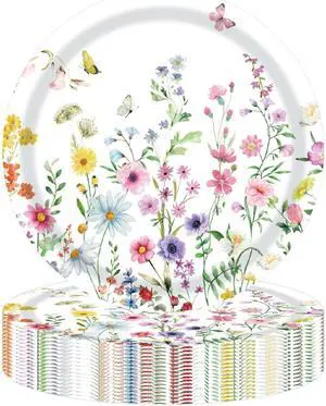 50PCS Wildflower Party Paper Plates 7 Inch, Disposable Floral Cake Dessert Plates for Spring Summer Picnic Wedding Baby Shower Birthday Tea Party Decorations (Wildflower) 50PCS Wildflower Party Paper Plates 7 Inch, Disposable Floral Cake Dessert Plates for Spring Summer Picnic Wedding Baby Shower Birthday Tea Party Decorations (Wildflower)