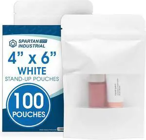 4" X 6" White Resealable Stand-Up Pouches - Pack of 100 Small 4" X 6" White Resealable Stand-Up Pouches - Pack of 100 Small