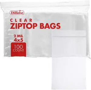 Dirose 4" x 5" Clear Reclosable Poly Bags Pack of 100, 2 Mil Thickness Resealable Plastic Zip Bags for Snacks, Hardware, Arts & Crafts, and Storage Dirose 4" x 5" Clear Reclosable Poly Bags Pack of 100, 2 Mil Thickness Resealable Plastic Zip Bags for Snacks, Hardware, Arts & Crafts, and Storage
