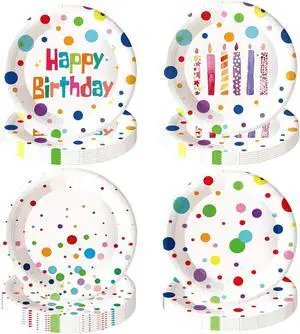 48PCS Happy Birthday Paper Plates, 7Inch Colourful Dots Cake Dessert Plates Disposable Tableware Set For Boys Girls Birthday Party Supplies Decorations 48PCS Happy Birthday Paper Plates, 7Inch Colourful Dots Cake Dessert Plates Disposable Tableware Set For Boys Girls Birthday Party Supplies Decorations