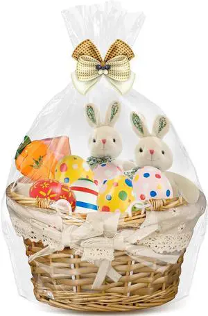 Clear Basket Bags 50Pack 14"x20" Large Clear Cellophane Bags Cello Bags Clear Basket Bags 50Pack 14"x20" Large Clear Cellophane Bags Cello Bags