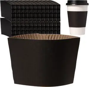 FMP Brands 100 Pack Black Coffee Sleeves for 16-24 oz Coffee Cups, Disposable Hot Cup Sleeves, Coffee Cup Sleeves for Hot Drinks, Beverage Insulator and Hand Protection for Hot & Cold Drinks FMP Brands 100 Pack Black Coffee Sleeves for 16-24 oz Coffee Cups, Disposable Hot Cup Sleeves, Coffee Cup Sleeves for Hot Drinks, Beverage Insulator and Hand Protection for Hot & Cold Drinks