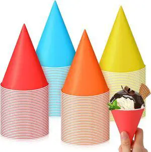 Eaasty 50 Pcs Snow Cone Cups 4.5 oz Disposable Paper Cone Cups Colored Polka Dot Leakproof Snow Cones for Slush Shaved Ice Cream Sorbet Water Wedding Party (Colorful) Eaasty 50 Pcs Snow Cone Cups 4.5 oz Disposable Paper Cone Cups Colored Polka Dot Leakproof Snow Cones for Slush Shaved Ice Cream Sorbet Water Wedding Party (Colorful)