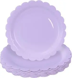 HEIPINIUYE 50 Pieces Light Purple Paper Plates 7 Inch Lavender Scalloped Plates Disposable Dinner Plates for Wedding Baby Shower Birthday Party Dessert Plates HEIPINIUYE 50 Pieces Light Purple Paper Plates 7 Inch Lavender Scalloped Plates Disposable Dinner Plates for Wedding Baby Shower Birthday Party Dessert Plates
