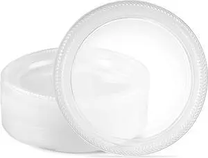 PLASTICPRO 40 Pack Clear Plastic Plates 9 Inch Durable Disposable Plastic Dinner Plates for Parties Events BBQ PLASTICPRO 40 Pack Clear Plastic Plates 9 Inch Durable Disposable Plastic Dinner Plates for Parties Events BBQ
