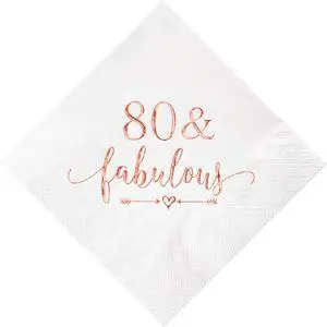 Crisky 80 and Fabulous Cocktail Napkins Rose Gold for Women 80th Birthday Decorations, 80th Birthday Bevergae Dessert Cake Table Supplies, 50Pcs, 3-Ply Crisky 80 and Fabulous Cocktail Napkins Rose Gold for Women 80th Birthday Decorations, 80th Birthday Bevergae Dessert Cake Table Supplies, 50Pcs, 3-Ply
