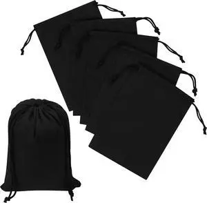 Black Cotton Drawstring Bags, Reusable Quality with Double String, For Pantry Gifts Stationery - Pack of 6 (Black Cotton Blend, 5 x 7 Inch) Black Cotton Drawstring Bags, Reusable Quality with Double String, For Pantry Gifts Stationery - Pack of 6 (Black Cotton Blend, 5 x 7 Inch)