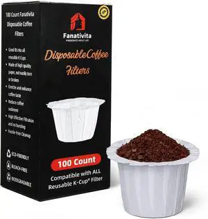 Fanativita 100ct Disposable Coffee Filters for Reusable K Cups, White Fanativita 100ct Disposable Coffee Filters for Reusable K Cups, White