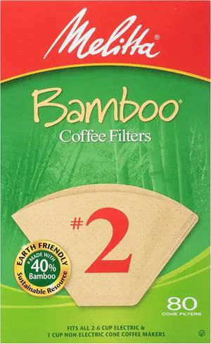 Melitta #2 Cone Coffee Filters, Bamboo, 80 Count Melitta #2 Cone Coffee Filters, Bamboo, 80 Count