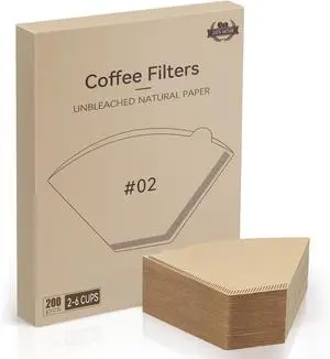 #2 Cone Coffee Filters,200 Count Premium Coffee Filter,2-6 Cup,Disposable Coffee Filters for Drip Coffee Makers and Pour Over (200, Brown) #2 Cone Coffee Filters,200 Count Premium Coffee Filter,2-6 Cup,Disposable Coffee Filters for Drip Coffee Makers and Pour Over (200, Brown)