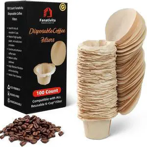 Fanativita 100ct K Cup Coffee Filters with Genius Lid, Unbleached Fanativita 100ct K Cup Coffee Filters with Genius Lid, Unbleached