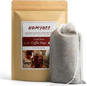 No Mess Cold Brew Coffee Filters - 100 Count Disposable Fine Mesh Brewing Bags for Concentrate/Iced Coffee Maker, French/Cold Press Kit, Hot Tea in Mason Jar or Pitcher, 4 x 6 Inches No Mess Cold Brew Coffee Filters - 100 Count Disposable Fine Mesh Brewing Bags for Concentrate/Iced Coffee Maker, French/Cold Press Kit, Hot Tea in Mason Jar or Pitcher, 4 x 6 Inches