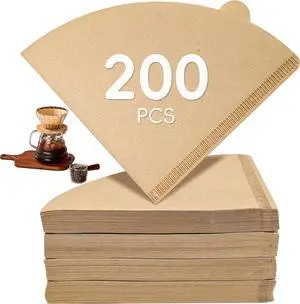 Gute 200Pcs Cone Coffee Filters 2-4 Cups,Unbleached Brown V02 for Pour Over Gute 200Pcs Cone Coffee Filters 2-4 Cups,Unbleached Brown V02 for Pour Over