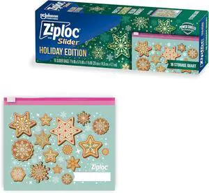 Ziploc Gallon Food Storage Slider Bags, Power Shield Technology For More Durability, 12 Count, Holiday Designs, Packaging May Vary Ziploc Gallon Food Storage Slider Bags, Power Shield Technology For More Durability, 12 Count, Holiday Designs, Packaging May Vary