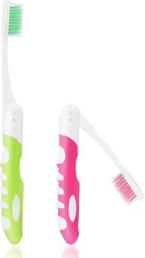 Ouligay 2Pcs Folding Portable Soft Toothbrushes - Small, Foldable Travel Toothbrush for Camping & Hiking Ouligay 2Pcs Folding Portable Soft Toothbrushes - Small, Foldable Travel Toothbrush for Camping & Hiking