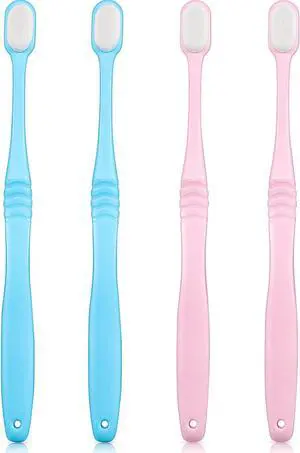 Boao 4 Pieces Extra Soft Toothbrushes Micro Nano Manual Toothbrush for Sensitive Tooth with 20,000 Extra Soft Bristles for Fragile Tooth Adult(Blue, Pink) Boao 4 Pieces Extra Soft Toothbrushes Micro Nano Manual Toothbrush for Sensitive Tooth with 20,000 Extra Soft Bristles for Fragile Tooth Adult(Blue, Pink)