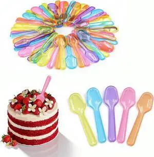 200pcs Mini Tasting Spoons for Desserts,Disposable Colorful Plastic Spoons 200pcs Mini Tasting Spoons for Desserts,Disposable Colorful Plastic Spoons