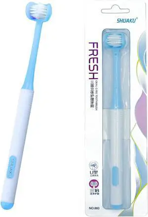 3 Sided Autism Toothbrush Three Bristles for Special Needs Adult Soft Bristles Soft and Gentle for Complete Tooth and Gum Care (Blue 1PCS) 3 Sided Autism Toothbrush Three Bristles for Special Needs Adult Soft Bristles Soft and Gentle for Complete Tooth and Gum Care (Blue 1PCS)