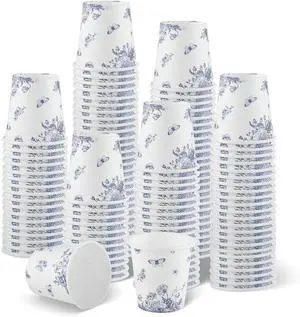 2 oz Bathroom Cups, 150Pcs Mini Mouthwash Cup Small Paper Cups Blue Floral 2 oz Bathroom Cups, 150Pcs Mini Mouthwash Cup Small Paper Cups Blue Floral