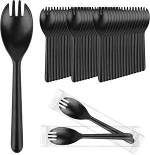 EUSOAR Disposable Forks and Spoons Bulk, 50pcs Plastic Spork 5.5"x1.2" Heavy Duty Cutlery Serving Fork Spoons, Dessert Spork Salad Pasta Cake Ice Cream for Party Catering Service Family Gatherings EUSOAR Disposable Forks and Spoons Bulk, 50pcs Plastic Spork 5.5"x1.2" Heavy Duty Cutlery Serving Fork Spoons, Dessert Spork Salad Pasta Cake Ice Cream for Party Catering Service Family Gatherings