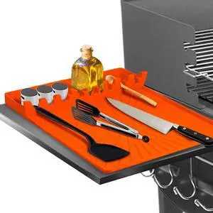 Large Silicone Grill Mat with Drip Pad, Heat Resistant Spatula Holder for Blackstone Side Shelf & Outdoor Kitchen Countertop, Reusable Griddle Accessories for BBQ Enthusiasts and Home Cooks Large Silicone Grill Mat with Drip Pad, Heat Resistant Spatula Holder for Blackstone Side Shelf & Outdoor Kitchen Countertop, Reusable Griddle Accessories for BBQ Enthusiasts and Home Cooks