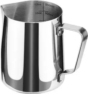 HOFASON Stainless Steel Milk Frothing Pitcher Cappuccino Pitcher Pouring Jug Espresso Cup Creamer Cup for Latte Art, 12 Ounce (350 ML) HOFASON Stainless Steel Milk Frothing Pitcher Cappuccino Pitcher Pouring Jug Espresso Cup Creamer Cup for Latte Art, 12 Ounce (350 ML)