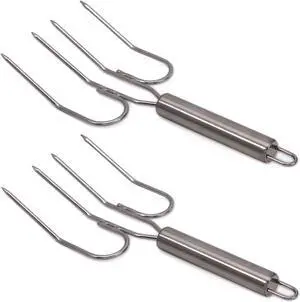 2-Pack Stainless Steel Turkey Lifter Multi-end Turkey Fork Pork Steak Grill Fork BBQ Hot Dog Roasting Sticks Camping Needle Skewers Thanksgiving 2-Pack Stainless Steel Turkey Lifter Multi-end Turkey Fork Pork Steak Grill Fork BBQ Hot Dog Roasting Sticks Camping Needle Skewers Thanksgiving