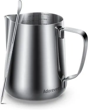 Milk Frothing Pitcher, 8.5oz/12oz/20oz/32oz/50oz/66oz Milk Frother Cup Stainless Steel, Espresso Accessories, Milk Steaming Pitchers Coffee Cappuccino Latte Art Barista Milk Jug Cup with Art Pen,12oz Milk Frothing Pitcher, 8.5oz/12oz/20oz/32oz/50oz/66oz Milk Frother Cup Stainless Steel, Espresso Accessories, Milk Steaming Pitchers Coffee Cappuccino Latte Art Barista Milk Jug Cup with Art Pen,12oz